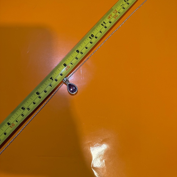 Large 1” Amethyst Teardrop Pendant Sterling Silver Necklace 16" Rope Chain - Picture 13 of 15